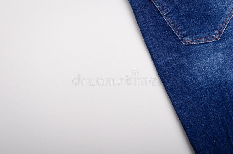 Blue Cotton Jeans Texture Background with Copy Space Stock Photo