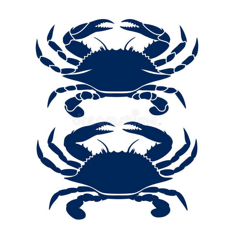 Blue Crab silhouette isolated on white background. Clean and modern logo design, symbol or icon in simple flat minimal style. Vector illustration. Blue Crab silhouette isolated on white background. Clean and modern logo design, symbol or icon in simple flat minimal style. Vector illustration