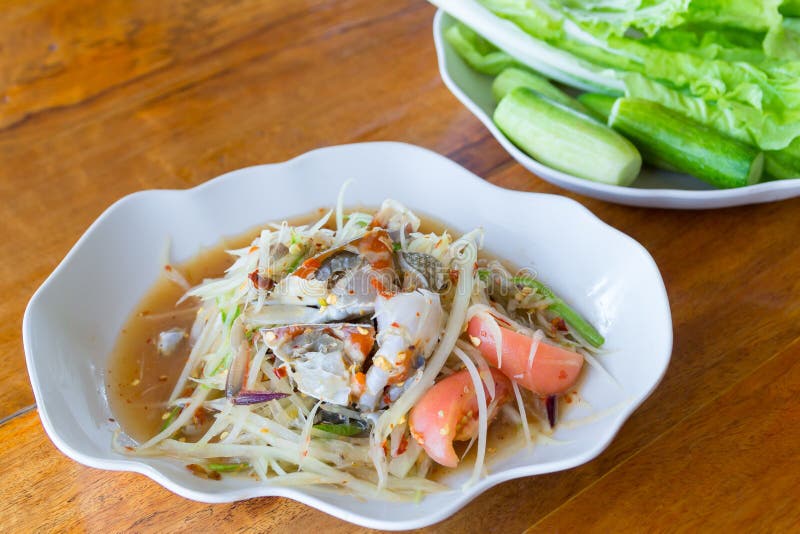 Blue Crab Spicy Papaya Salad Stock Photo - Image of gourmet, asian