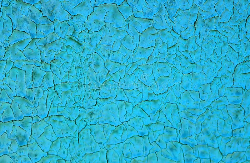 Blue cracked painting on the wall