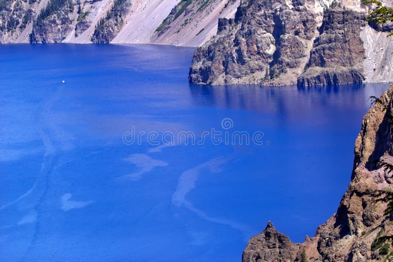 Blue Crater Lake Rim White Boat Oregon