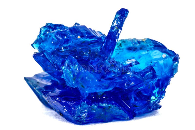 Blue Crystals of Vitriol, Copper Sulfate, Isolated on White Back Stock