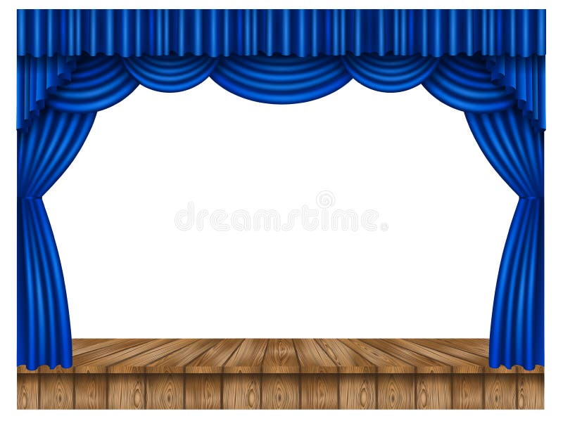 blue curtains opening clipart