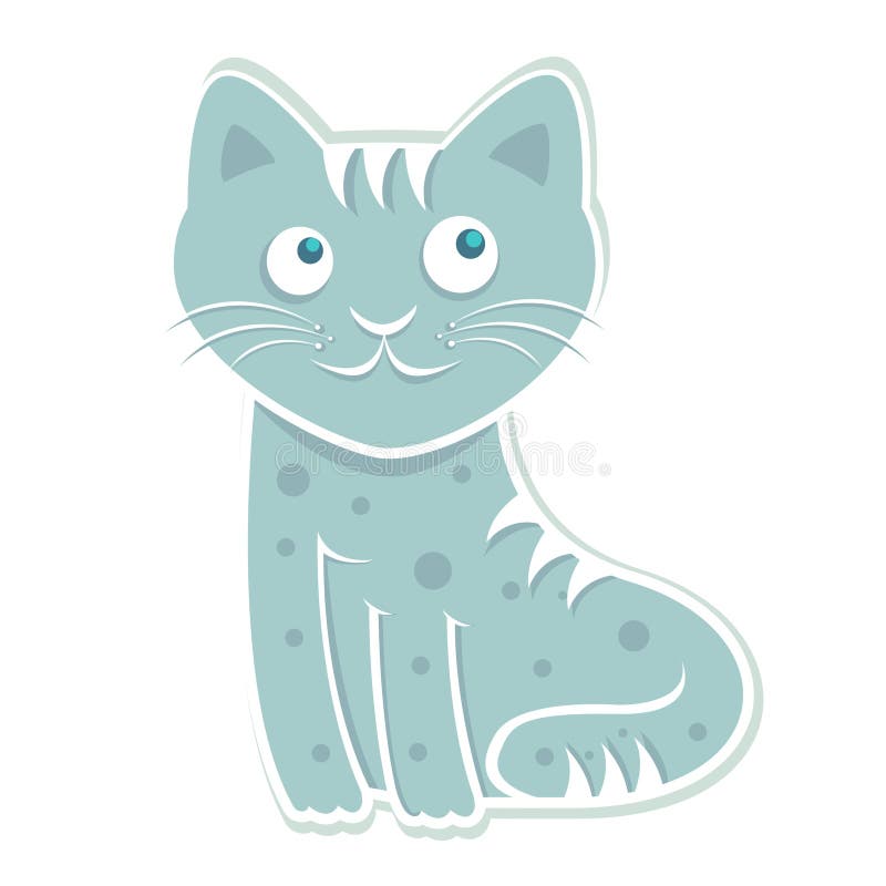 Blue cute cat vector