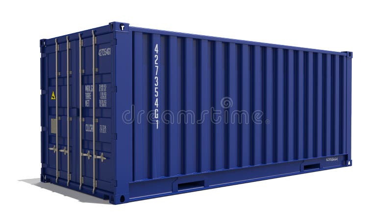 Blue 3d Container Isolated on White.
