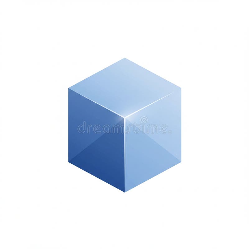 A blue 3D cube with a glossy finish, featuring clean, sharp edges and a light reflection o vector illustration