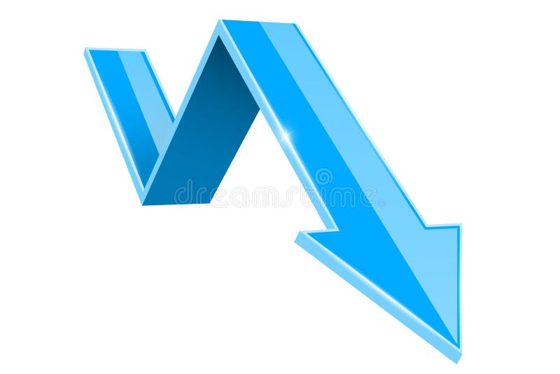Blue 3d Down Arrow. Financial Graph Stock Vector - Illustration of ...