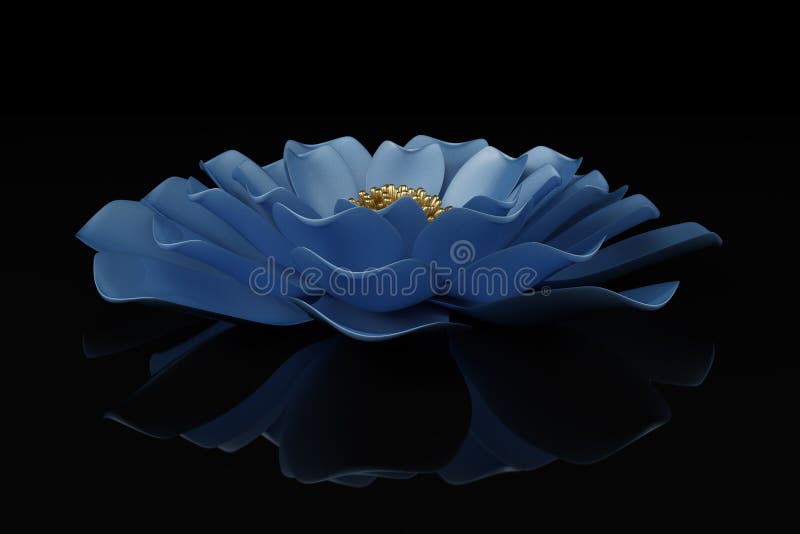 Blue 3D Flower on Black Background 3D Illustration Stock Illustration -  Illustration of easter, decorative: 136776864