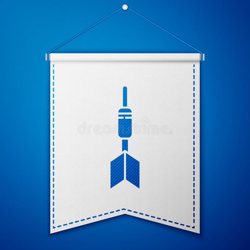 Blue Dart arrow icon isolated on blue background. White pennant template. Vector Illustration stock illustration