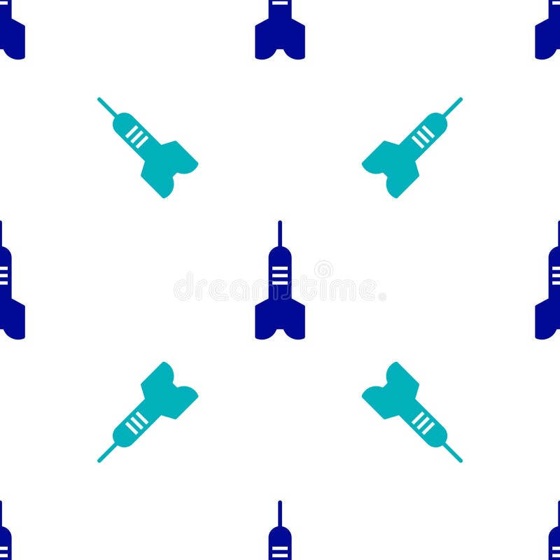 Blue Dart arrow icon isolated seamless pattern on white background. Vector.