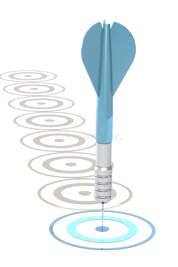 Blue dart hitting the center of board royalty free illustration