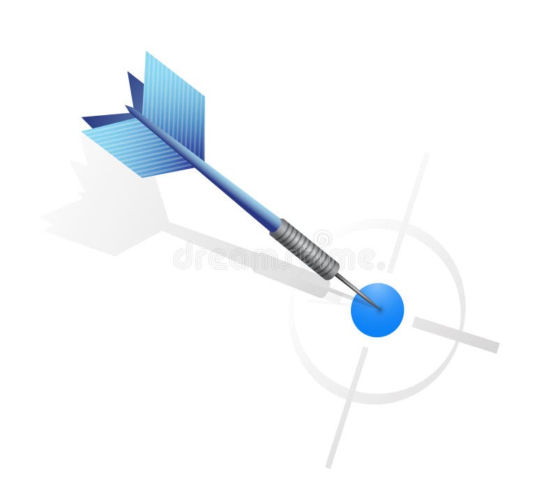 Blue dart hitting the target. illustration design stock illustration