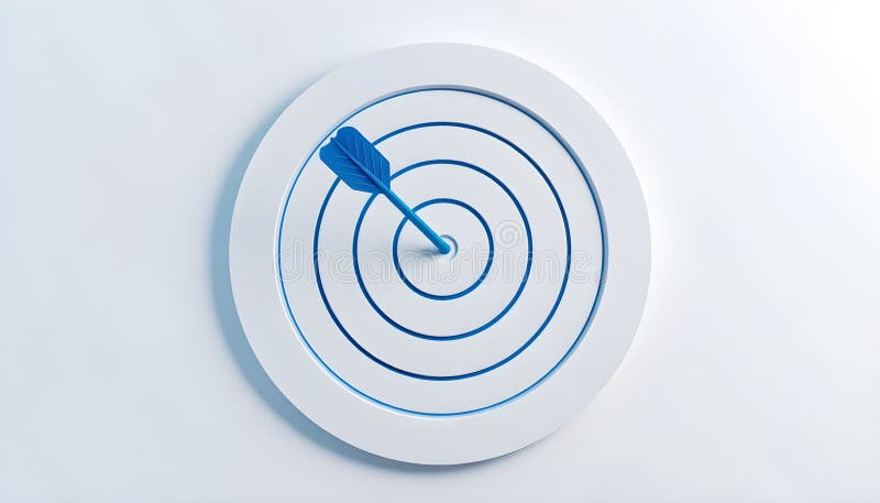 Blue Dart Hits the Bullseye: Achieved Target on White Background stock illustration