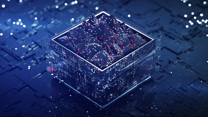 Blue data analysis process 3D rendering illustration royalty free illustration