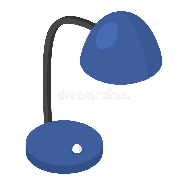 Blue Desk Lamp with Adjustable Neck and Round Base. Simple Modern Table