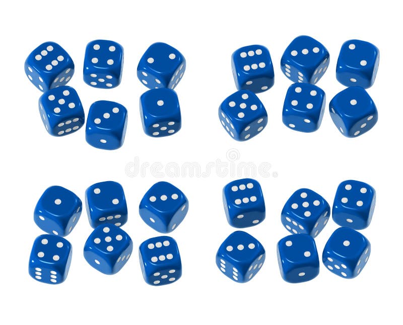 2 3D Red and Blue Dice on White Backgound Stock Illustration