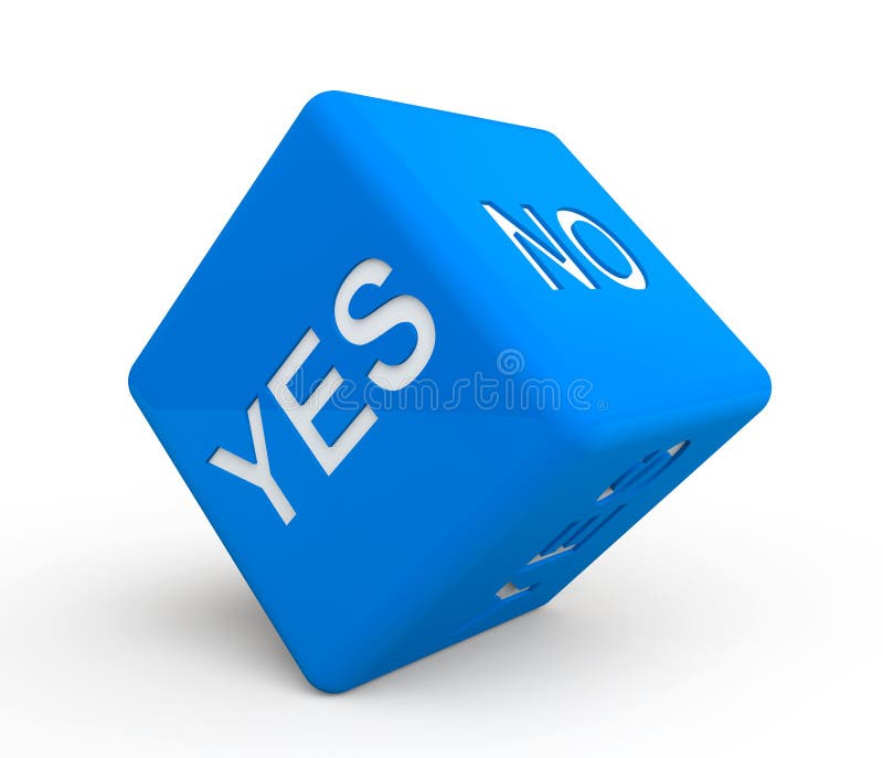 Blue Dice with Yes and No Sign Stock Illustration Illustration of