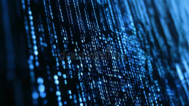 Blue digital binary code data stream background stock footage