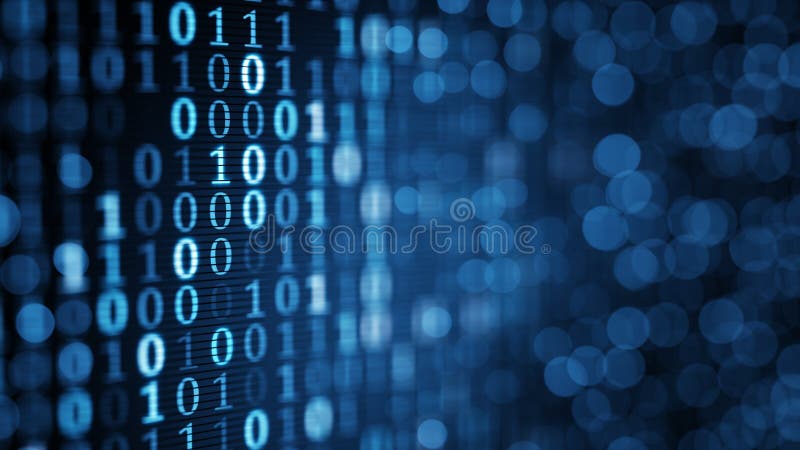 Blue digital binary data on computer screen vector illustration