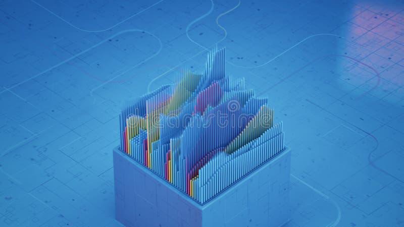 Blue digital equalizer 3D rendering illustration stock illustration