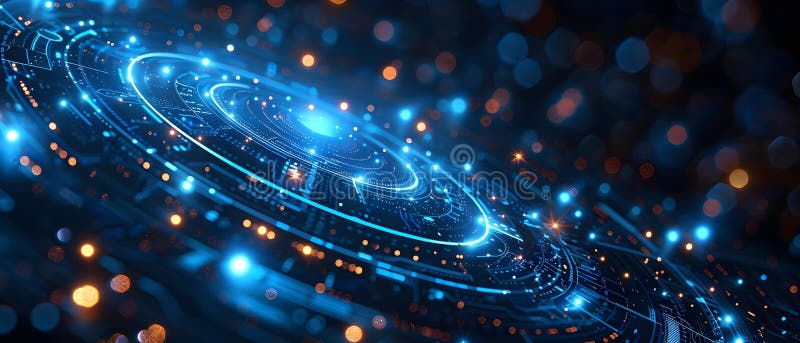 Blue Digital Pulse: Futuristic Interface Vibe. Concept Technology Trends, User Experience, Visual stock illustration
