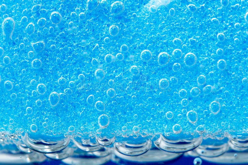 Blue Dish Washing Sponge Macro. Bubbles, Under Water. Porous Macro