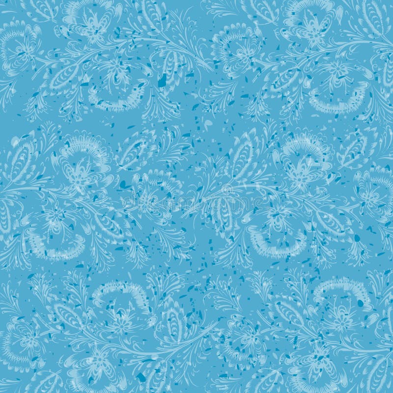 Blue Distressed Background Decorated With Floral Frosty Ornament ...