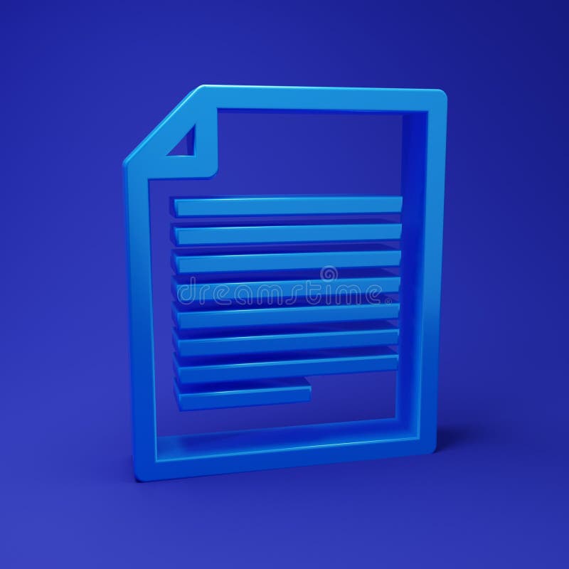 Blue Document icon isolated on blue background. File icon. Checklist icon. Business concept. Minimalism concept. 3D vector illustration