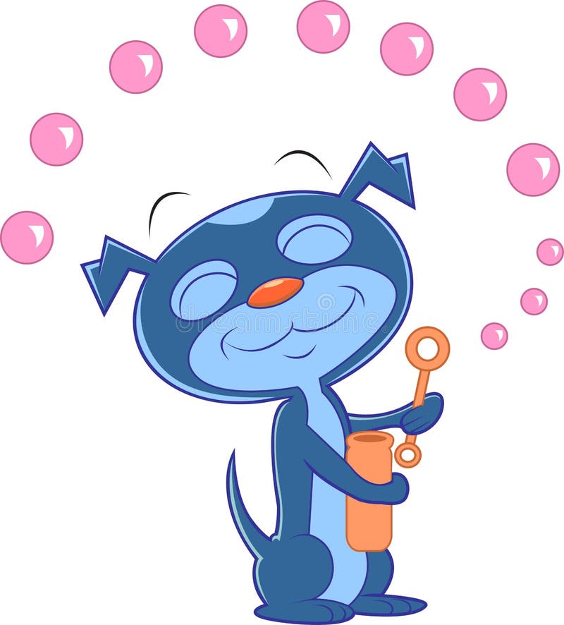 Blue Dog with Bubbles stock vector. Illustration of summer 45069271
