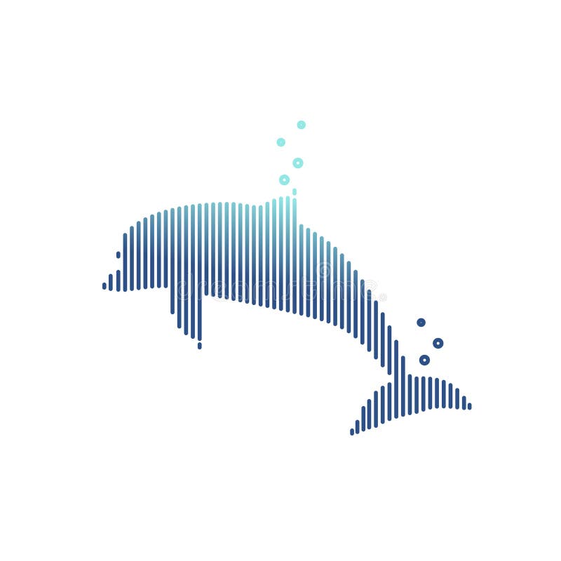 Blue dolphin abstract stripe silhouette with bubbles. Animal vector illustration royalty free illustration Blue dolphin abstract stripe silhouette with bubbles. Animal vector illustration royalty free illustration