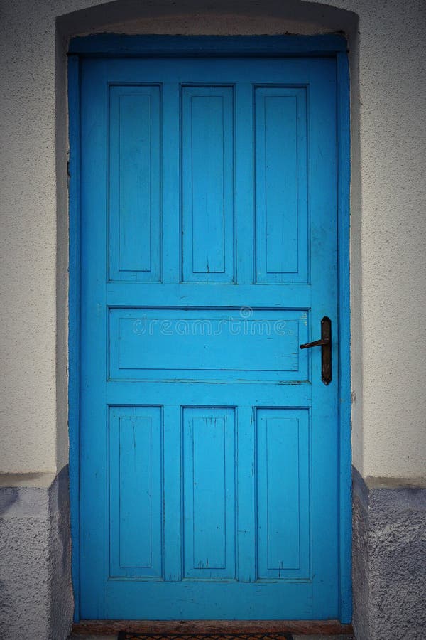 Blue door close up