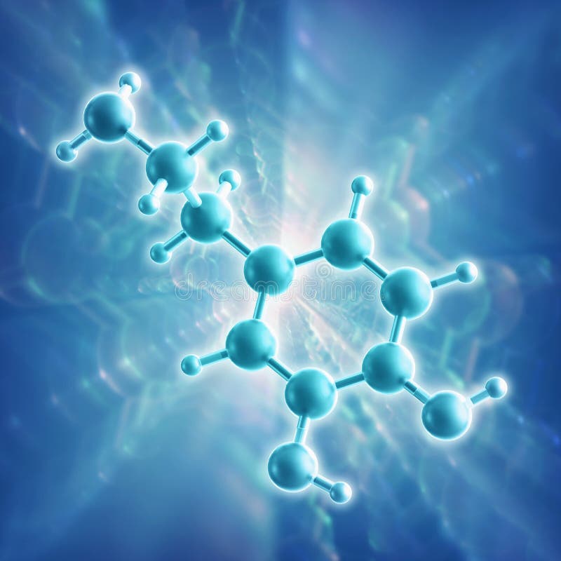 Blue Dopamin Atomstruktur 3D Modell medizinische Abbildung. stock abbildung