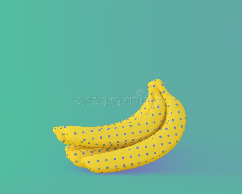 Blue dot on yellow banana on blue pastel background. minimal foo stock images Blue dot on yellow banana on blue pastel background. minimal foo stock images