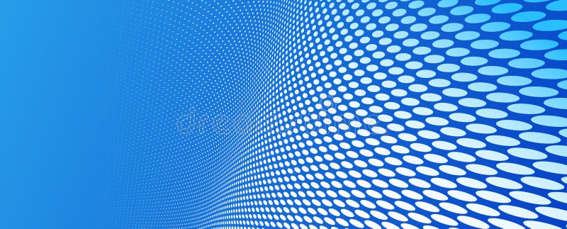 Blue dots in 3D perspective vector abstract background, multimedia internet information theme, wave stream of science technology stock illustration