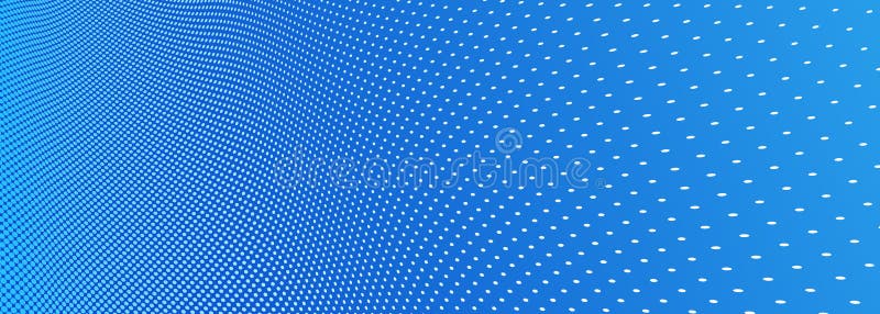 Blue dots in 3D perspective vector abstract background, multimedia internet information theme, wave stream of science technology stock illustration