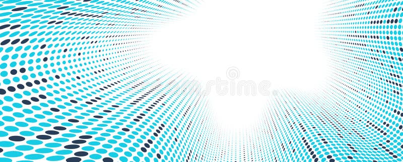 Blue dots in 3D perspective vector abstract background, multimedia internet information theme, wave stream of science technology vector illustration