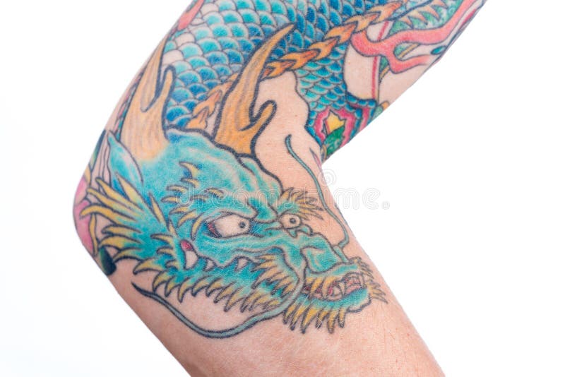 Mans Arm Half Sleeve Chinese Black Dragon Tattoo HighRes Stock Photo   Getty Images