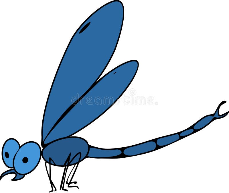 Blue odonata on white background. Tadpole cute vectors