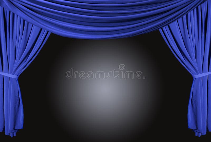 Blue Draped Stage With Spot Light