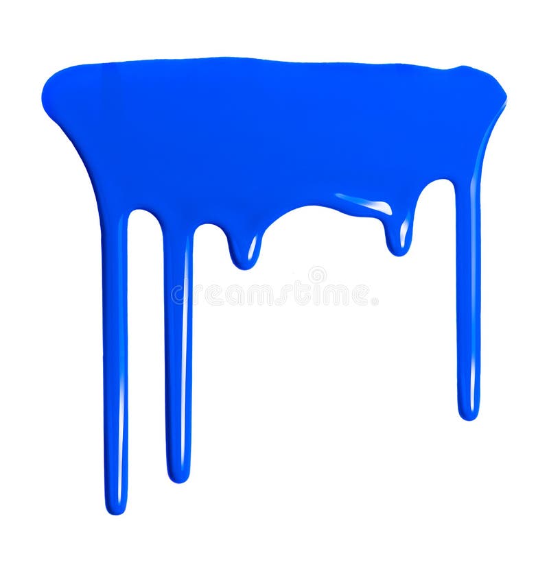 Blue Dripping Paint Against a White Background Stock Image Image of