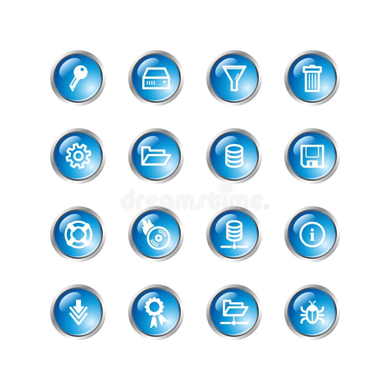 Blue drop server icons stock illustration