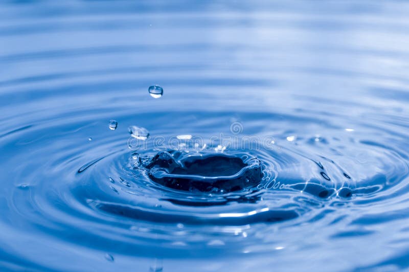 Blue Drop Water , Liquid Blue Water Drop Ripple Background Stock Image