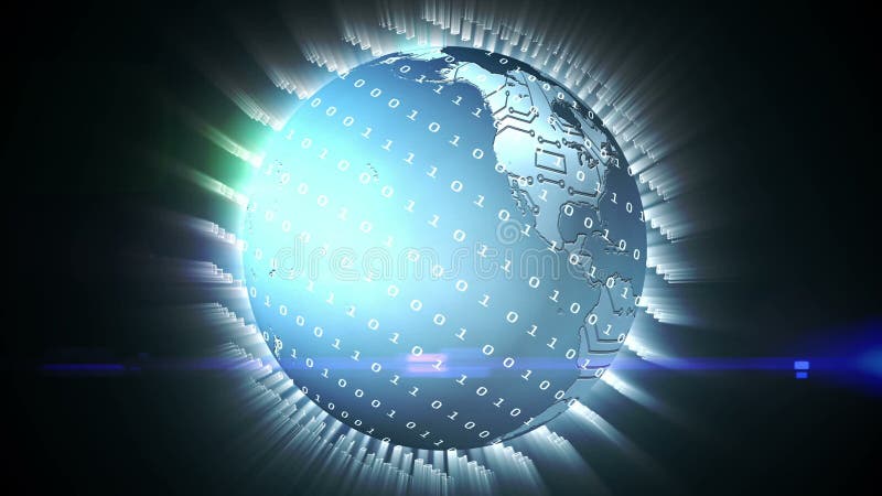 Blue earth graphic spinning with binary code vector illustration