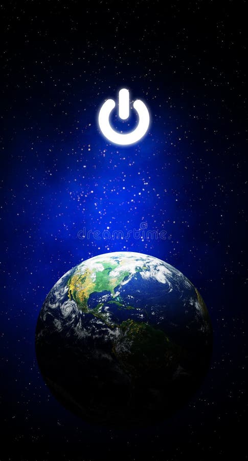 Blue Earth In The Space With Electric Power Button For Earth Hour Event Stock Photo Image Of Energy Environment