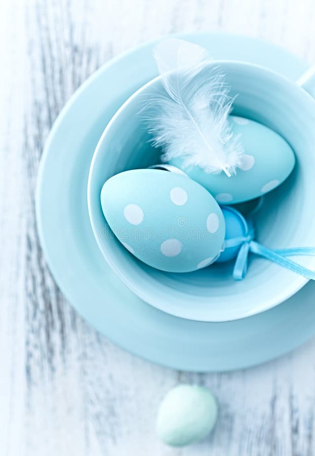 Blue Easter Eggs in a Ceramic Tea Cup Stock Photo Image of symbol
