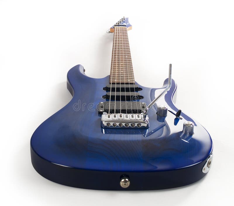Blue electric Guitar stock image. Image of song, sound 13271831