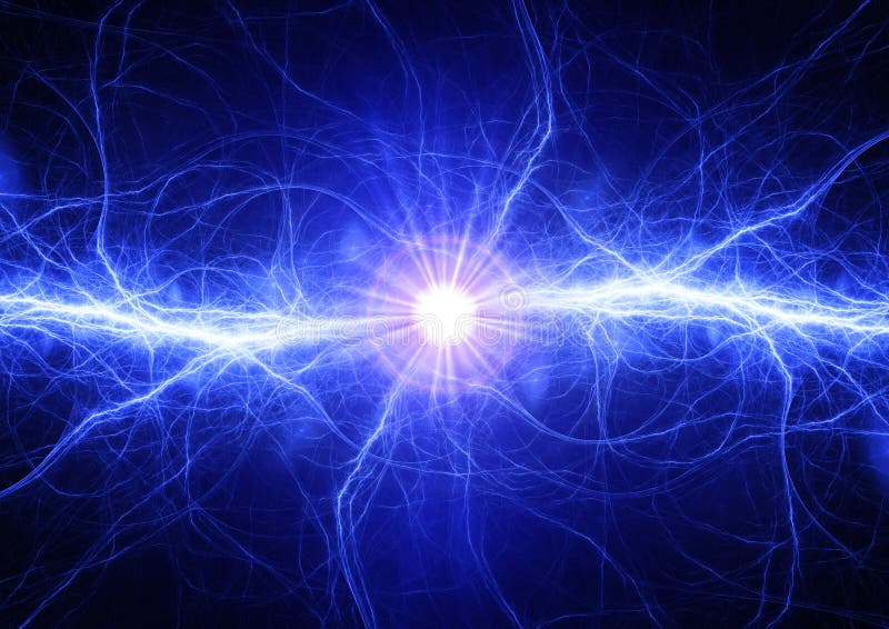 Blue electrical lightning bolt royalty free illustration