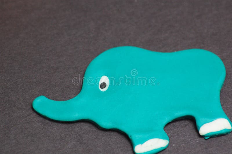 Beautiful blue elephant made of polymer clay
