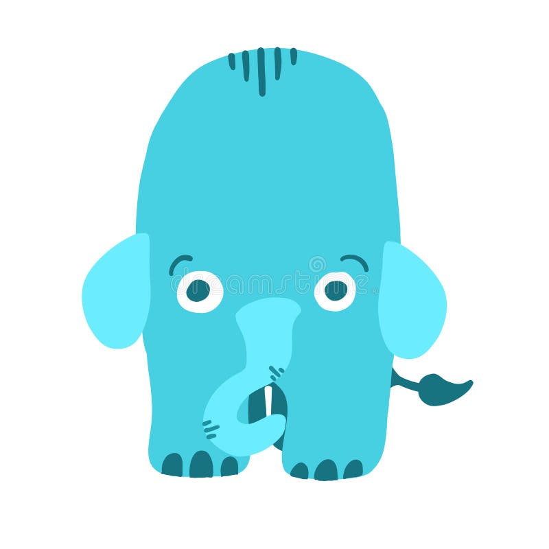 Blue Elephant in Cartoon Flat Style Stock Vector Illustration of