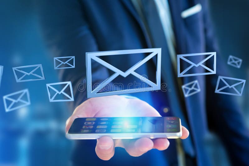 Blue Email Symbol Displayed on a Color Background 3D Rendering Stock